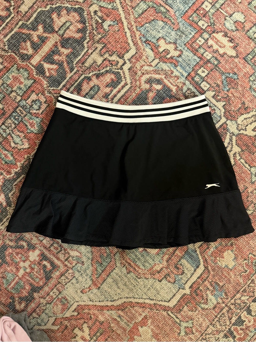Slazenger Black Athletic Tennis Skirt with Mesh Ruffle Hem